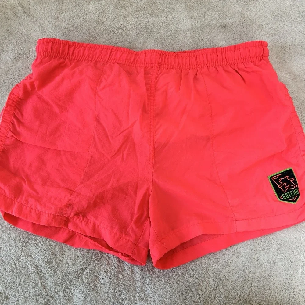 Vintage 80s Gotcha Neon Pink Swimtrunks Mens 28 Surf Skate Swim Board